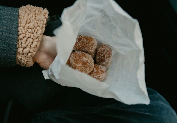 brown cookies on white plastic bag